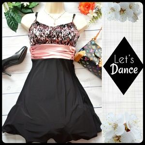 Black dress with pink sequins